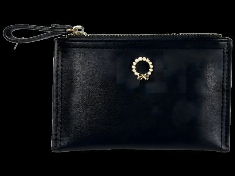 Функциональный женский кошелек из экокожи с застежкой на молнии, цвет черный