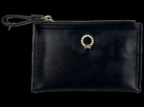 Функціональний жіночий гаманець з екошкіри з застібкою на блискавці, колір чорний Функціональний жіночий гаманець з екошкіри з застібкою на блискавці, колір чорний