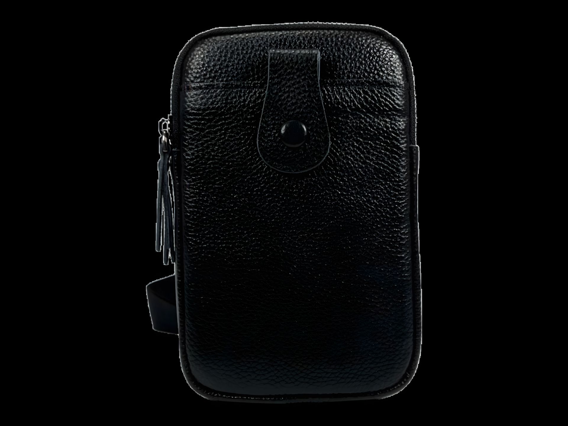 Шкіряна сумка-слінг на три відділення, чорна Шкіряна сумка-слінг на три відділення, чорна