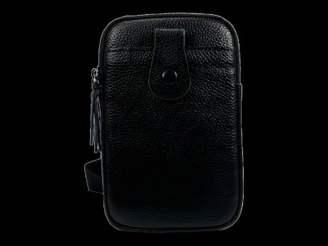 Шкіряна сумка-слінг на три відділення, чорна Шкіряна сумка-слінг на три відділення, чорна