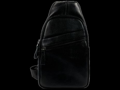 Чоловіча стильна сумка-слінг чорного кольору на чотири віділеня