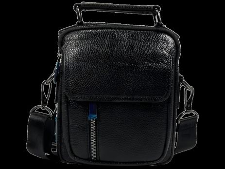 Мужская сумка-барсетка через плечо на пять отделений, средний размер, черная