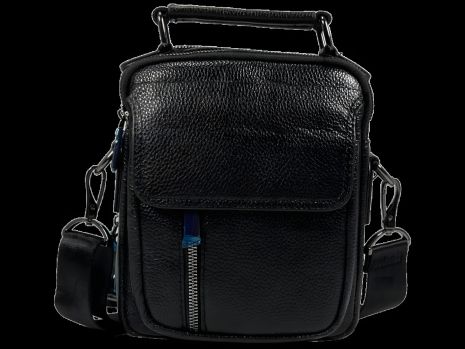 Мужская сумка-барсетка через плечо на пять отделений, средний размер, черная