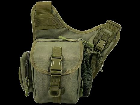 Зелена сумка-слінг спінінгіста на чотири відділення D033