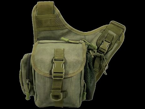 Сумка-слинг для спиннингиста на четыре отделения D033 зеленая