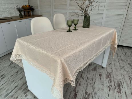 Скатертина святкова з мереживом 120x150 см тканинна 3386-zp