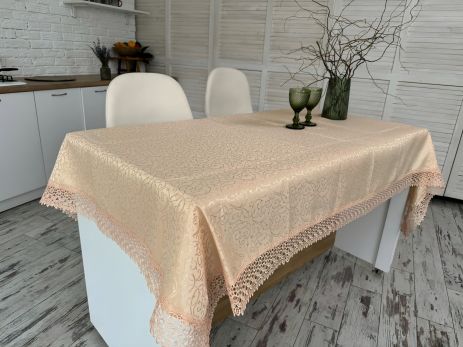 Скатертина святкова з мереживом 120x150 см тканинна 3386-zkr
