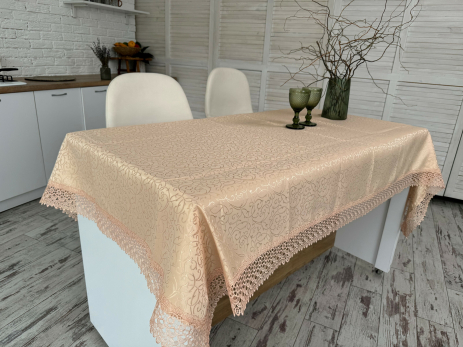 Скатертина святкова з мереживом 120x150 см тканинна 3386-zkr Скатертина святкова з мереживом 120x150 см тканинна 3386-zkr