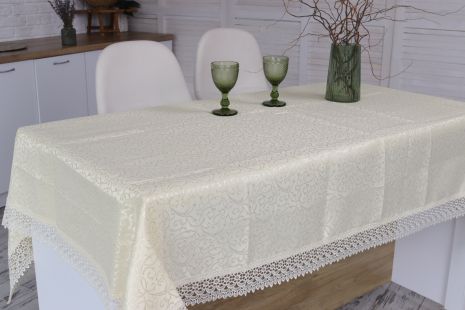 Праздничная скатерть с кружевом 150x220 см тканевая 3385-zk