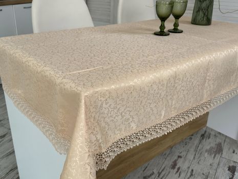 Скатерть праздничная с кружевом 120x150 см тканевая 3386-dkr