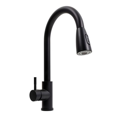 Чорний кухонний змішувач F001B Platinum (з висувним виливом) Чорний кухонний змішувач F001B Platinum (з висувним виливом)