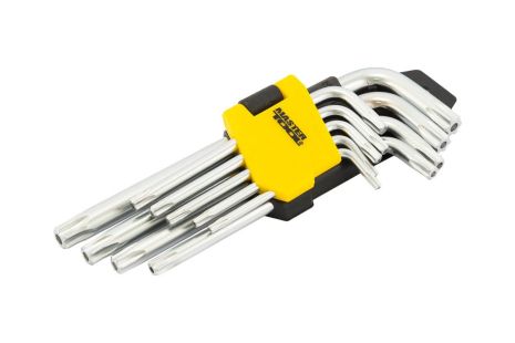 Ключи TORX CrV Т10/Т50 55/133 мм набор 9 шт MASTERTOOL 75-0960