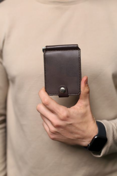 Чоловічий шкіряний купюрозажим коричневий, SR013