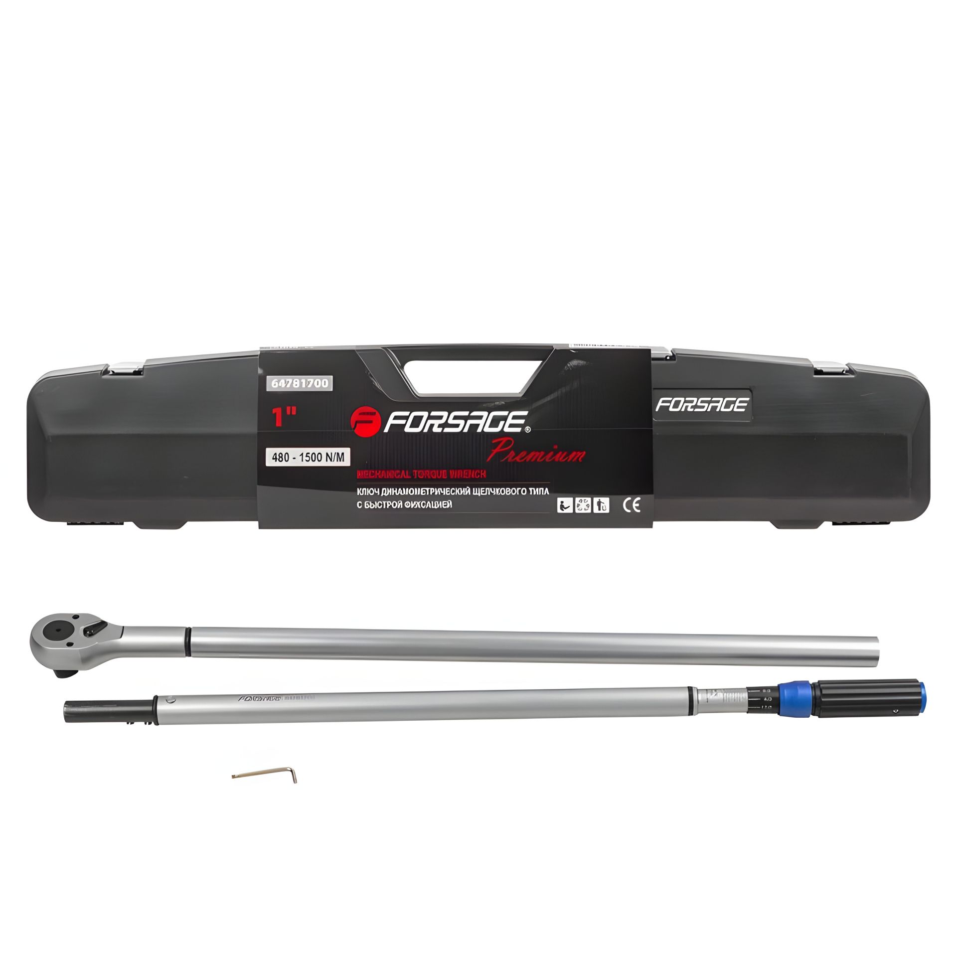 Динамометрический ключ щелчкового типа с быстрой фиксацией "Premium" 480-1500Нм, 1", в пластиковом кейсе FORSAGE F-64781700 Premium Динамометрический ключ щелчкового типа с быстрой фиксацией "Premium" 480-1500Нм, 1", в пластиковом кейсе FORSAGE F-64781700 Premium