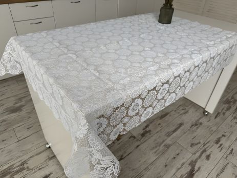 Виниловая скатерть с ажурным рисунком 110*140 см 1506-w-5 Виниловая скатерть с ажурным рисунком 110*140 см 1506-w-5