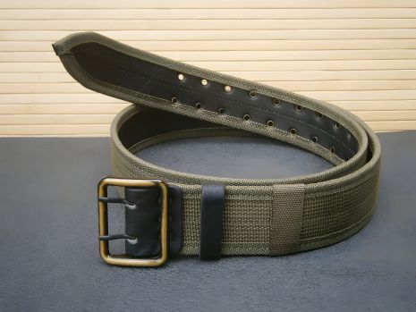 Ремінь офіцерський польовий стропа + шкіра оливковий 110 см