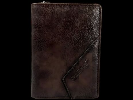 Кошелек из экокожи, коричневый, застежка на кнопке