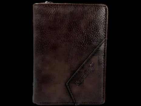 Коричневий гаманець з екошкіри із застібкою на кнопці