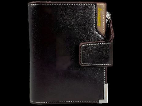 Кошелек из экокожи коричневого цвета с кнопочной застежкой и 1 отделением для купюр