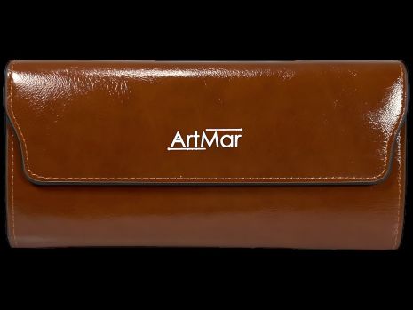 Коричневый женский портмоне из экокожи на молнии