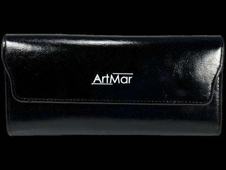 Черный компактный кошелек из экокожи