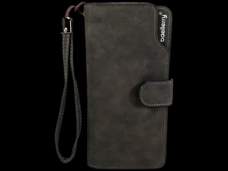 Мужской портмоне с картхолдером, застежка на змейке и кнопке, черный Мужской портмоне с картхолдером, застежка на змейке и кнопке, черный