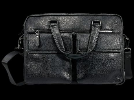 Сумка для ноутбука з п’ятьма відділеннями з екошкіри, чорна