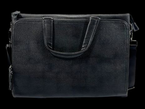 Черная мужская сумка для ноутбука с отделениями