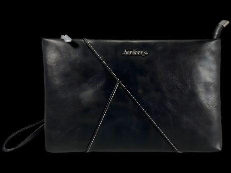 Чоловічий компактний гаманець, чорний колір, застібка на блискавці