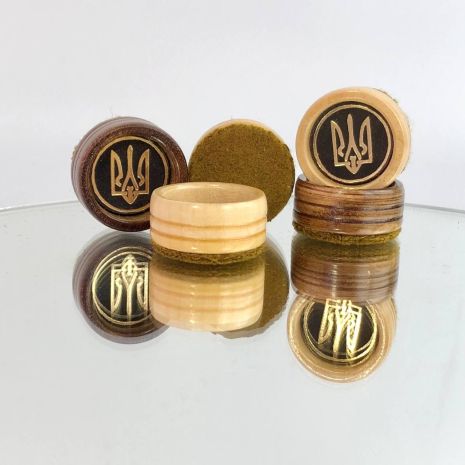 Фішки для гри нарди дерев'яні 26×12мм з шкіряною вставкою