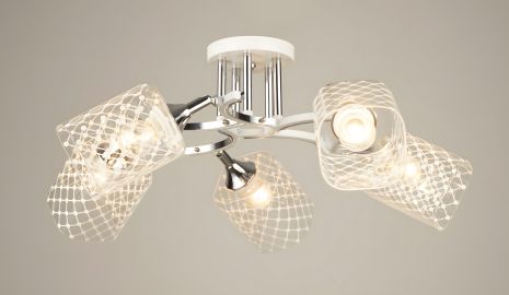 Стельова люстра Sirius B N4513/5 WT+CH з поворотним механізмом Стельова люстра Sirius B N4513/5 WT+CH з поворотним механізмом