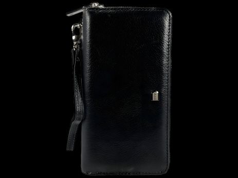 Мужской портмоне из кожи с 8 отделениями для купюр и ремешком для переноса