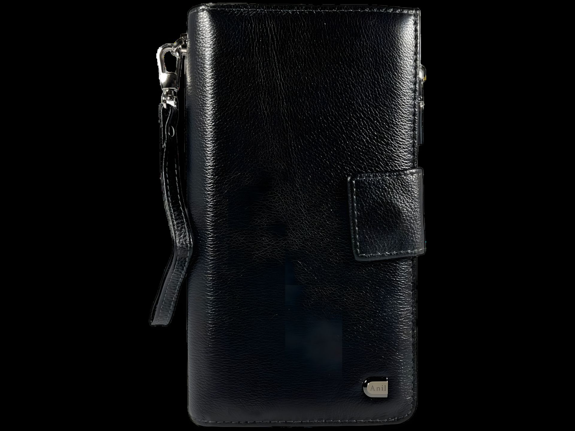 Элегантный мужской портмоне из натуральной кожи с 6 отделами для купюр, черный цвет Элегантный мужской портмоне из натуральной кожи с 6 отделами для купюр, черный цвет