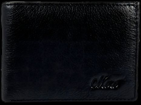 Шкіряний чоловічий гаманець з двома відділами для купюр, чорний