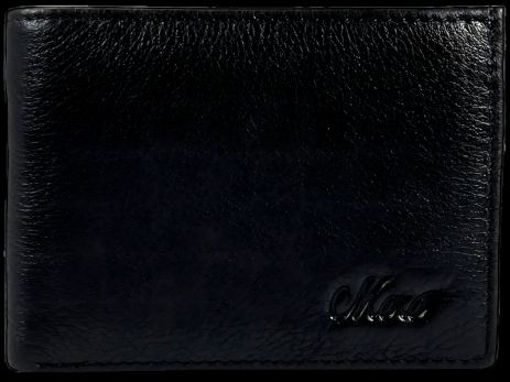 Кожаный кошелек мужской классический, 2 отделения для купюр, черный