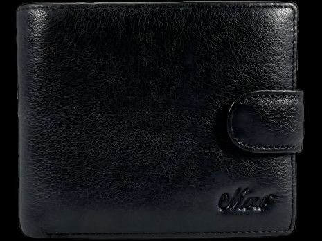 Черный мужской кожаный кошелек с 3 отделениями для купюр