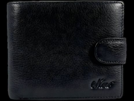 Черный мужской кожаный кошелек с 3 отделениями для купюр Черный мужской кожаный кошелек с 3 отделениями для купюр