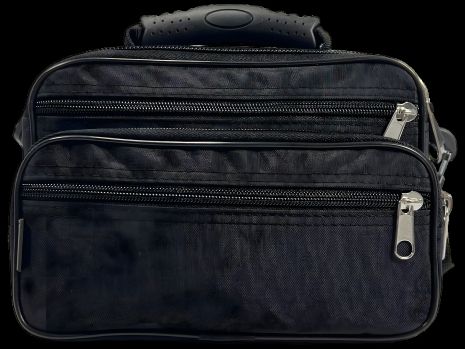 Функціональна чоловіча сумка через плече на п'ять відділень, чорна