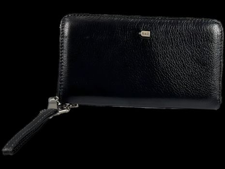 Натуральное кожаное портмоне для мужчин, практичное, черного цвета