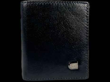 Чоловічий класичний гаманець з натуральної шкіри, чорний колір