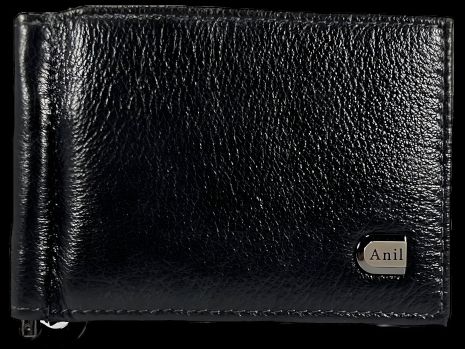 Мужской кожаный кошелек-зажим, черный Мужской кожаный кошелек-зажим, черный