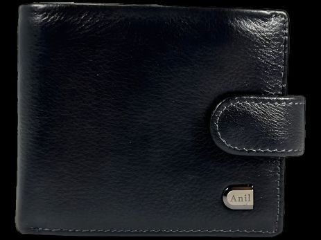 Черный мужской кошелек из натуральной кожи с 3 отделами для купюр