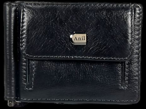 Чоловічий шкіряний гаманець-затискач Anil чорного кольору