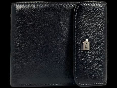 Стильний чоловічий гаманець з натуральної шкіри, колір чорний MenWallet