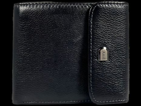 Стильный мужской кошелек из натуральной кожи, цвет черный.