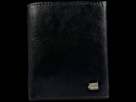 Чоловічий гаманець з натуральної шкіри, сучасний, чорний
