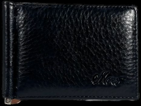 Чёрный кожаный кошелек-зажим для купюр для мужчин