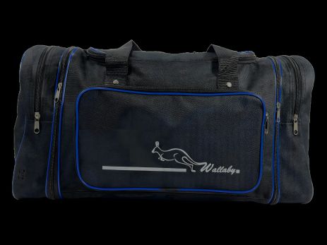 Дорожная черная сумка Wallaby на 2 отделения 365-1 с синим Дорожная черная сумка Wallaby на 2 отделения 365-1 с синим