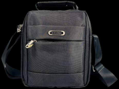 Мужская сумка через плечо, комфортная, три отделения, застежка на молнии, серая