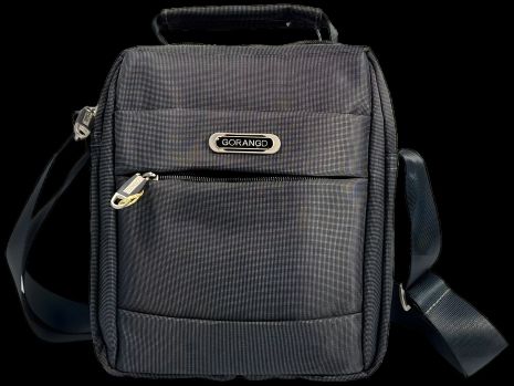 Сіра чоловіча комфортна сумка через плече, три відділення, застібка на блискавці
